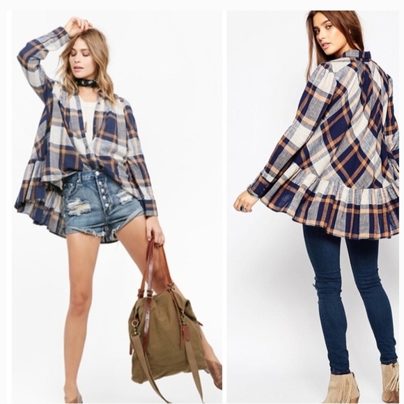 Free People Tops - Free People preppy in plaid flannel